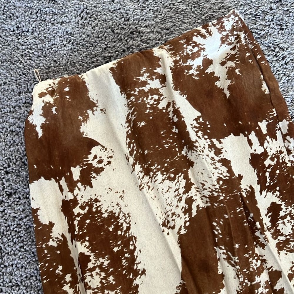 Zara Cow Print Midi Slip Skirt XS